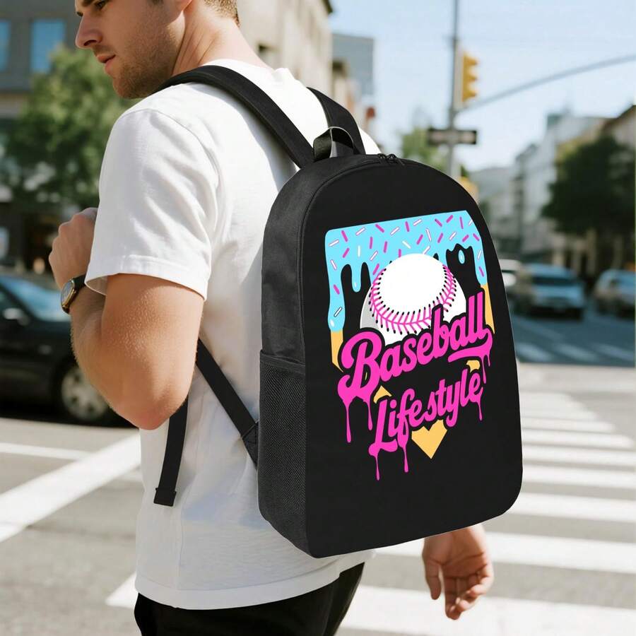 Laptop Backpack 15.6 - Baseball Drip Design Backpack For Men