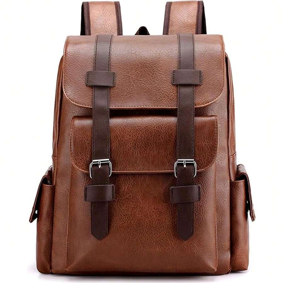 Laptop Backpack 15.6 - PU Leather Backpack For Men And