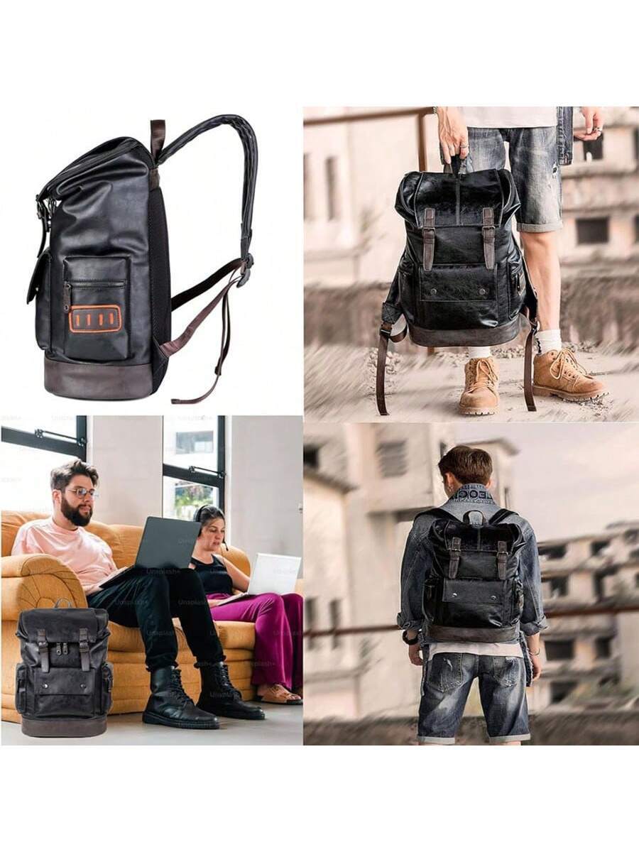 Leather Backpack Vintage - Vintage Black Leather Laptop Backpack For