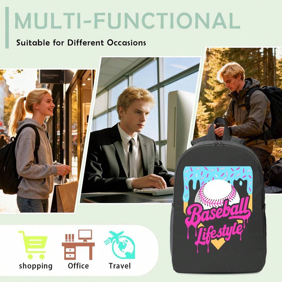 Baseball Drip Design Backpack  - Laptop Backpack 15.6 recension och pris