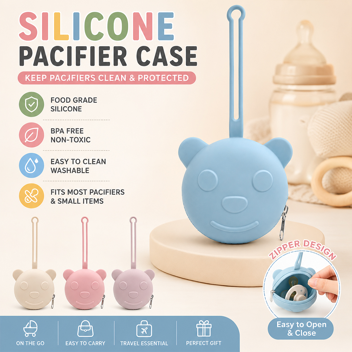 Portable silicone pacifier bag - Backpack Diaper Bag recension och pris