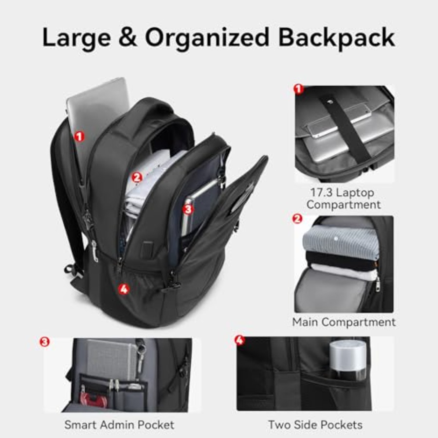 17.3'' Laptop Backpack for Men - Travel Backpack Anti Theft recension och pris