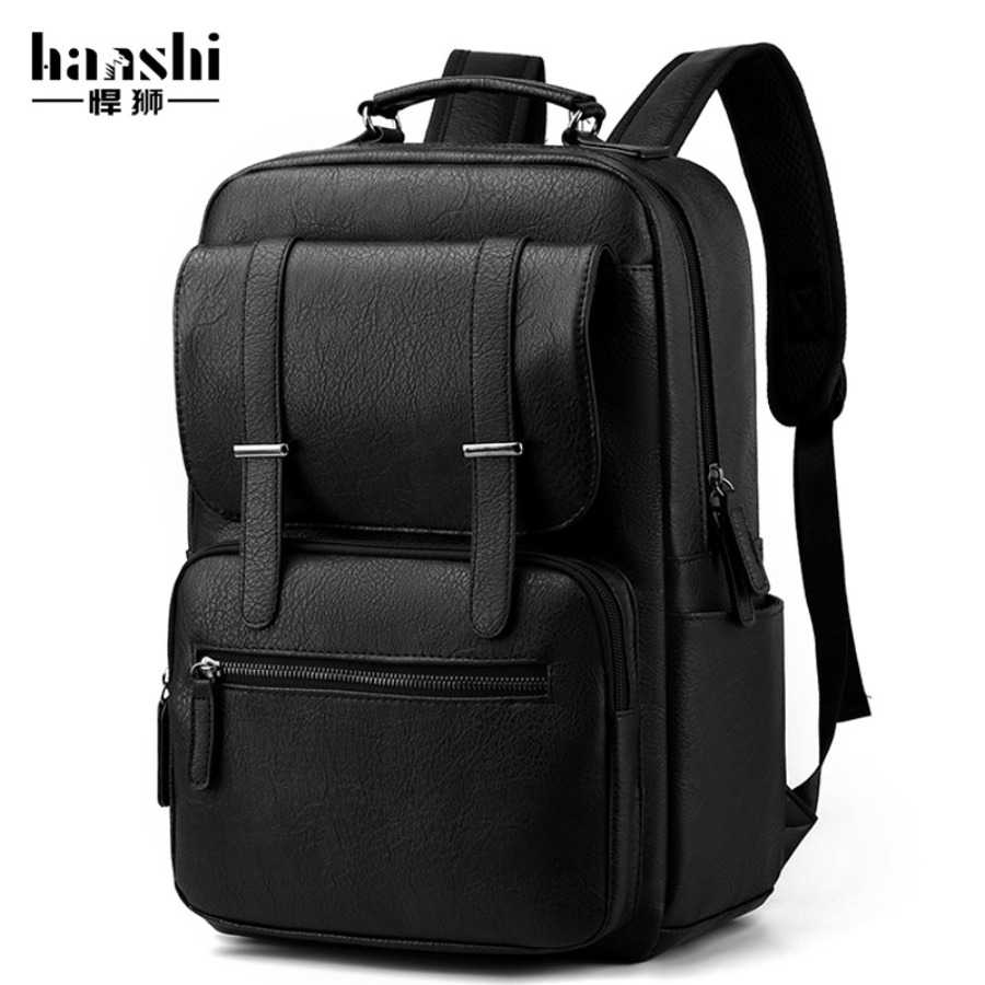 【New Arrival】Men's PU Leather  - Laptop Backpack 15.6 recension och pris