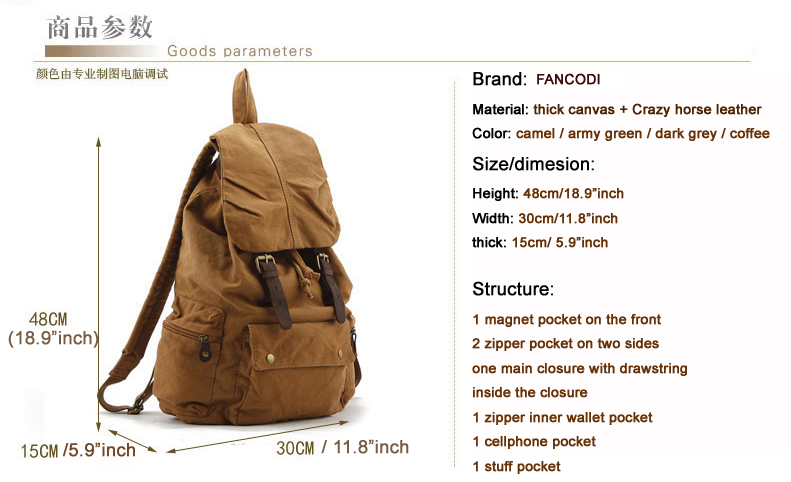 Fashion New Military Canvas Ba - Rucksack Military Style recension och pris