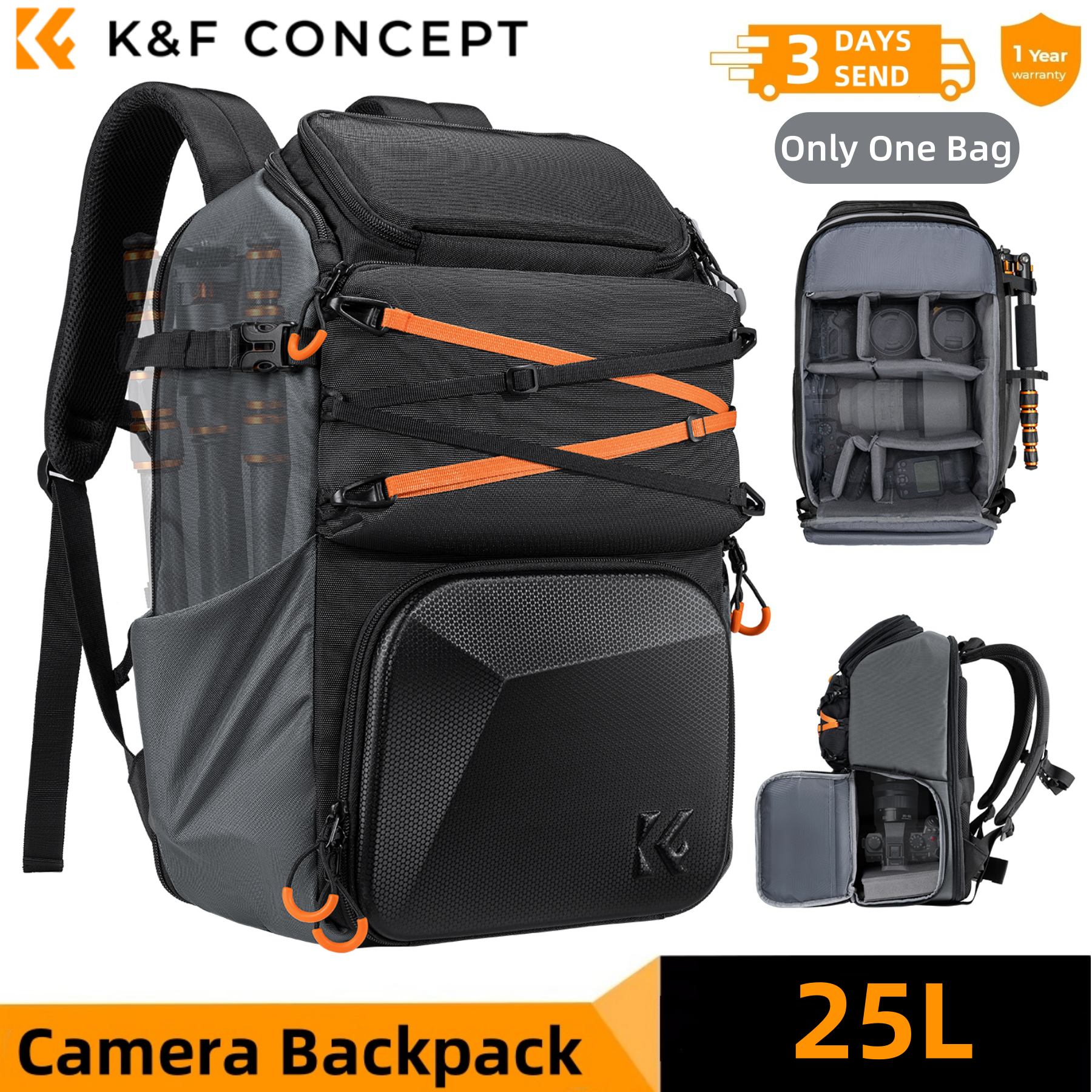 K&F CONCEPT 25L Outdoor Camera - Rain Cover Backpack recension och pris