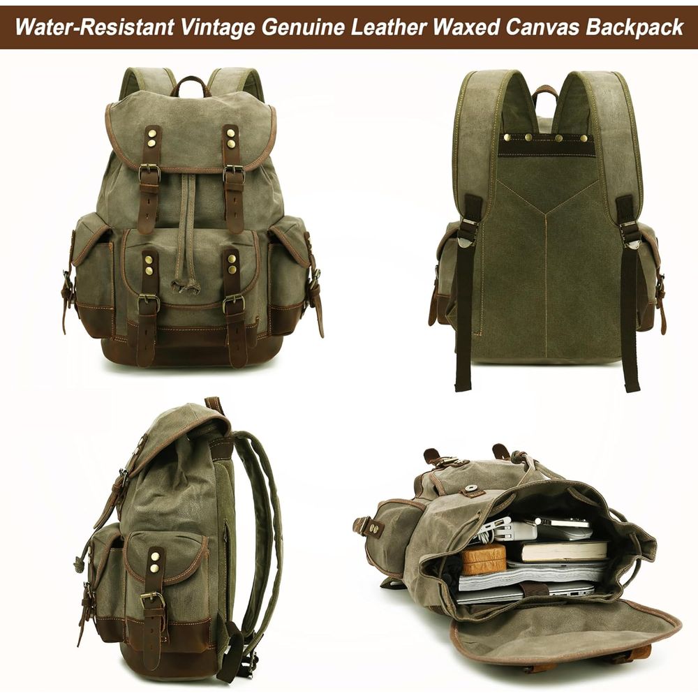 Vintage Canvas Leather Backpac - Leather Backpack Vintage recension och pris
