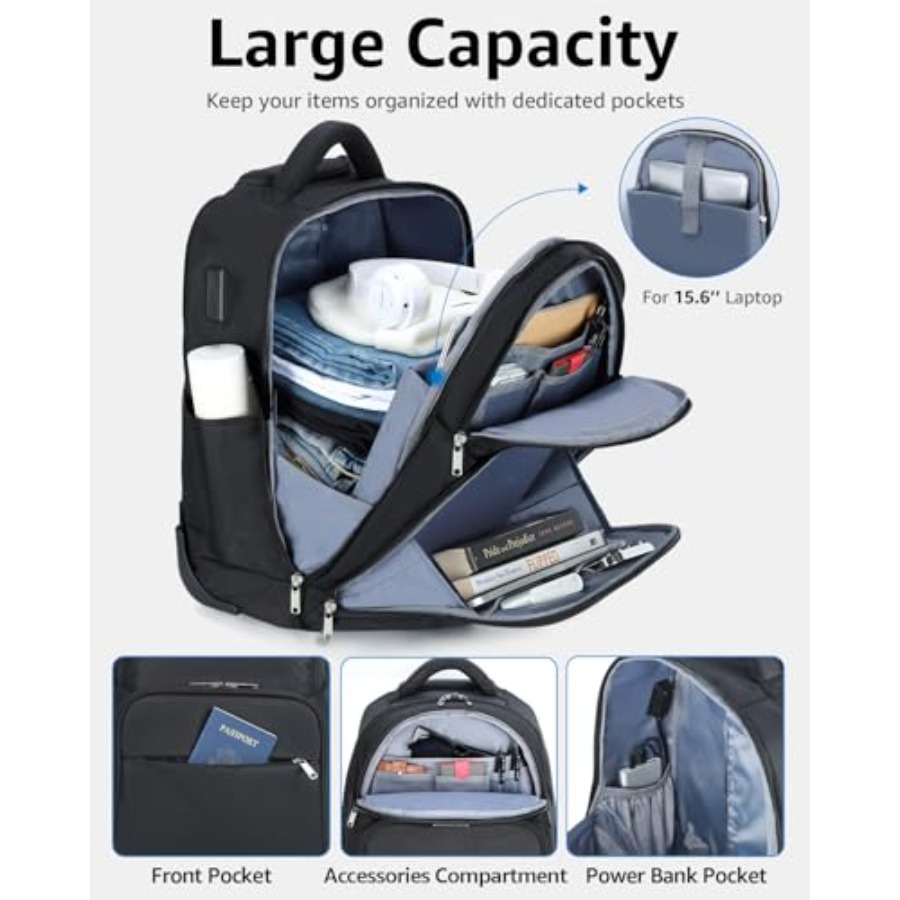 Rolling Backpack 30L Travel La - Laptop Backpack 15.6 recension och pris