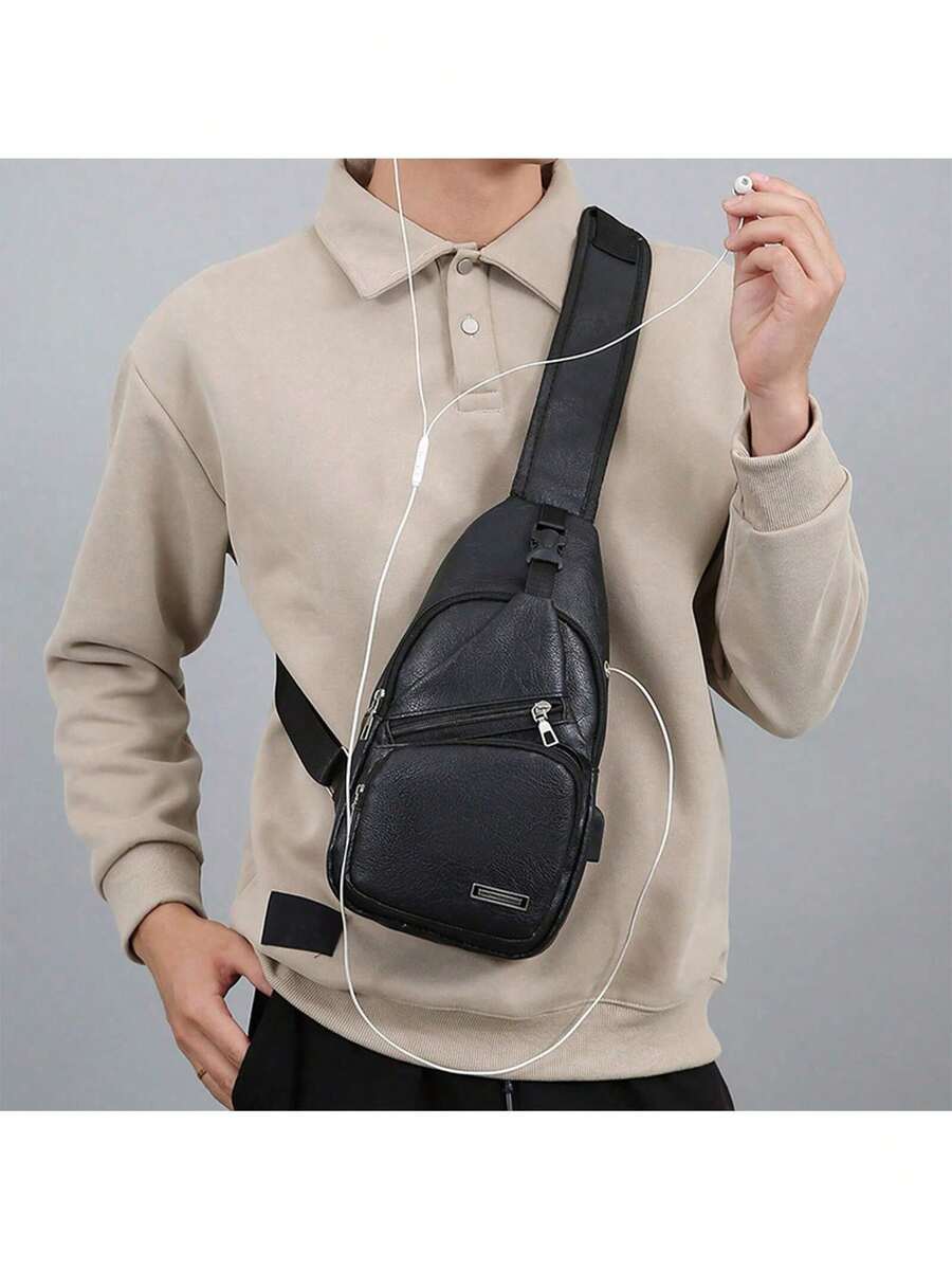 Mens PU Leather Sling Bag With - Sling Backpack Shoulder recension och pris