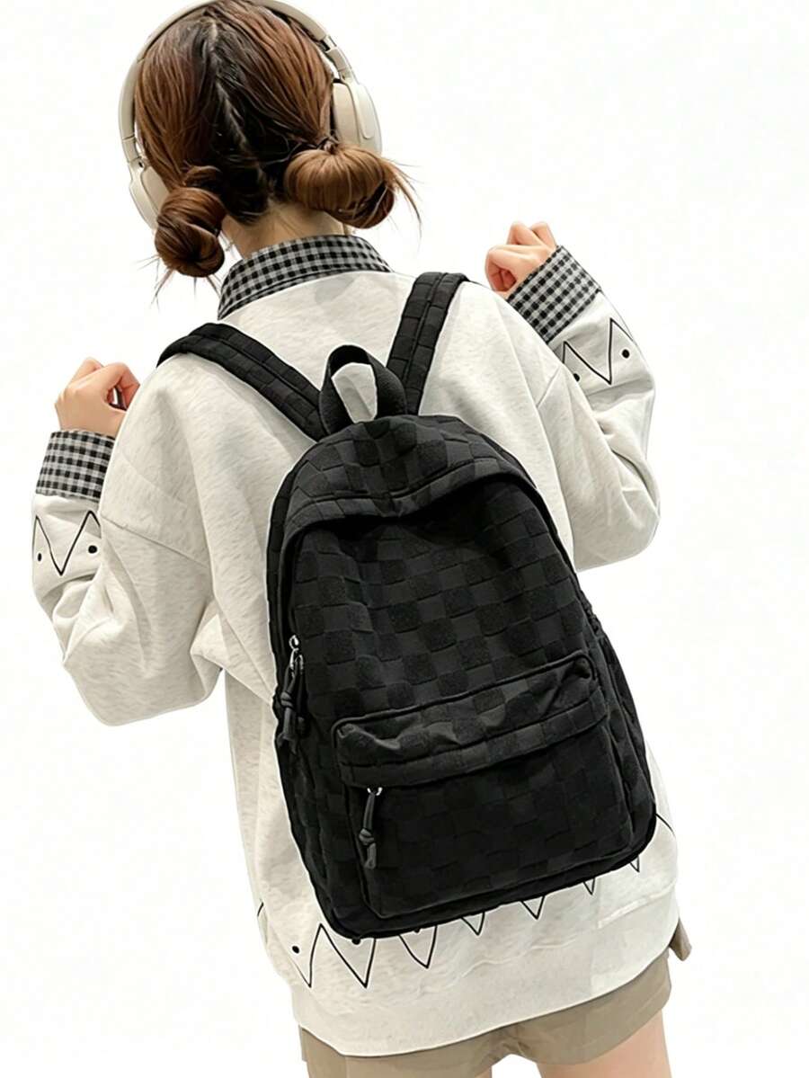 Womens Patchwork Plaid Faux Fu - Fashion Backpack Women recension och pris