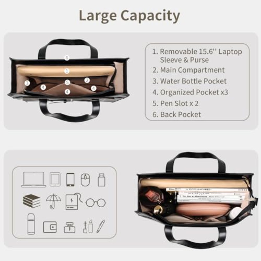 ESTARER Women's Laptop Leather - Laptop Sleeve Removable recension och pris