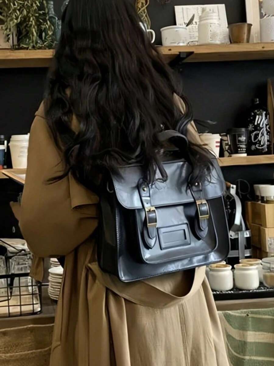 Retro British Style Satchel Ba - Leather Backpack Vintage recension och pris