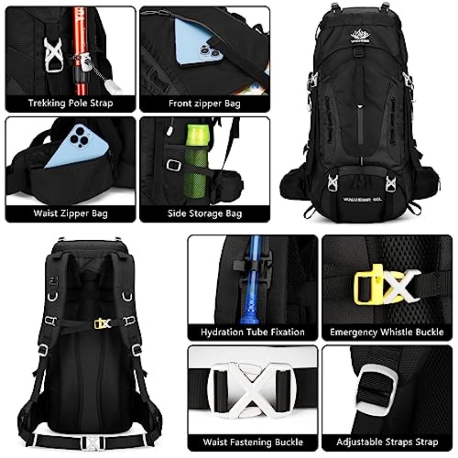 50L Hiking Backpack Men Campin - Rain Cover Backpack recension och pris