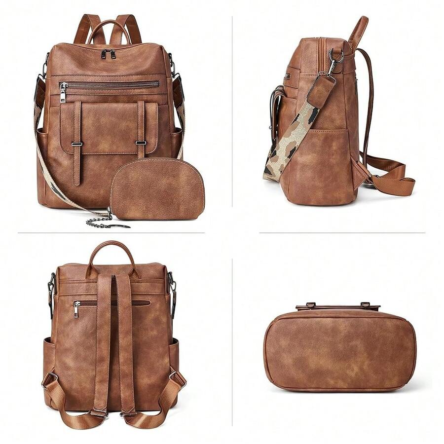 Women Fashion Vintage Brown PU - Laptop Backpack 15.6 recension och pris