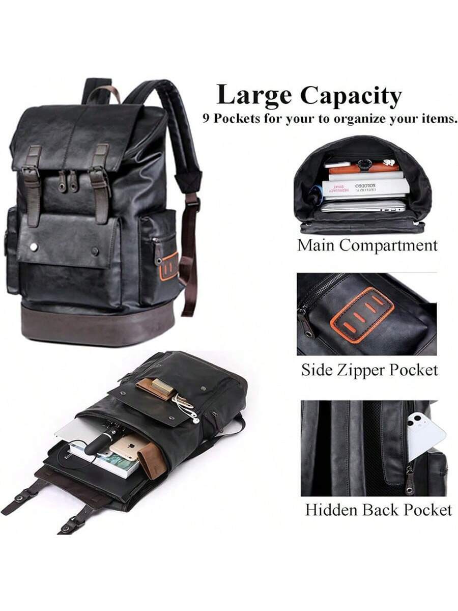Vintage Black Leather Laptop B - Leather Backpack Vintage recension och pris