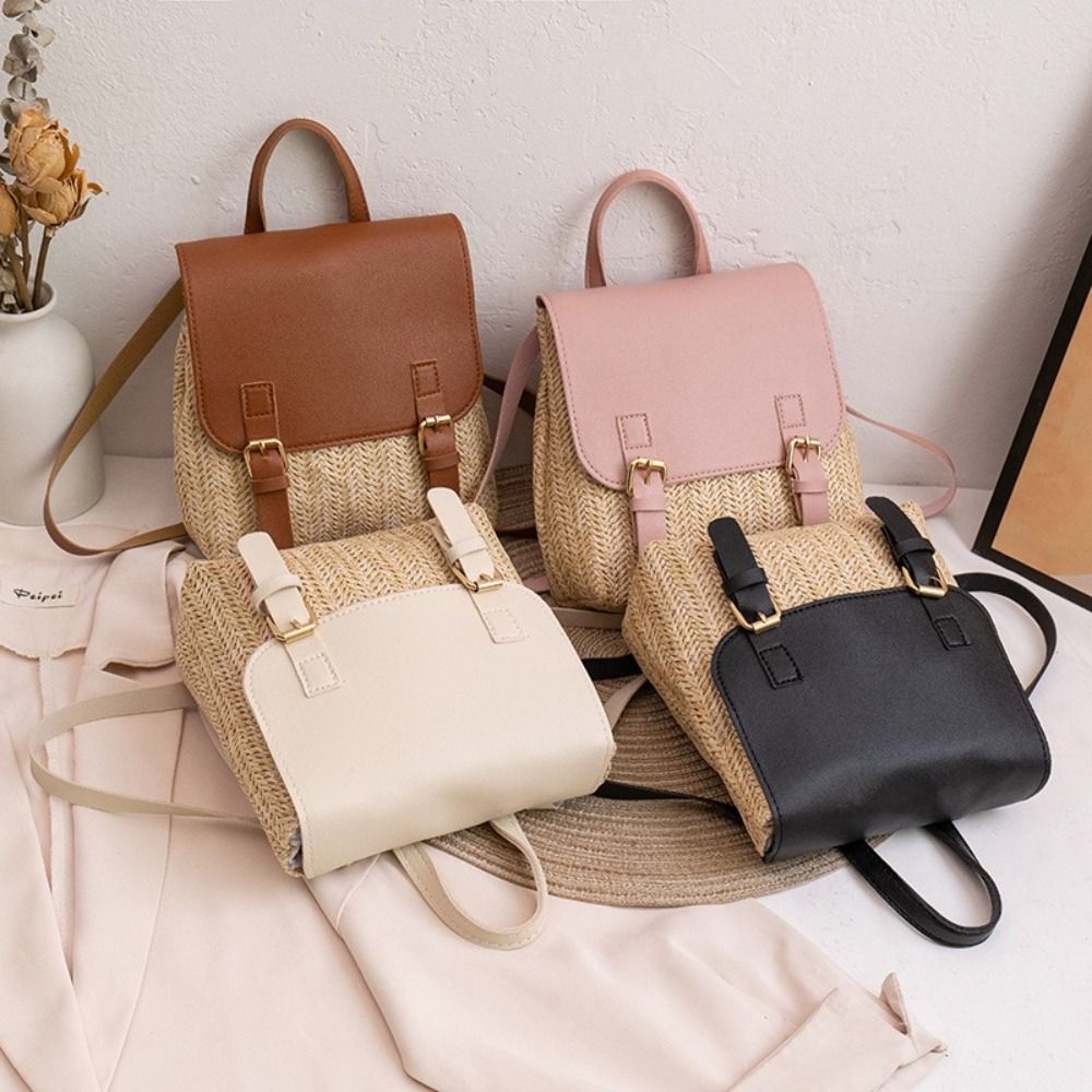 Fashion PU Leather Straw Backp - Leather Backpack Vintage recension och pris