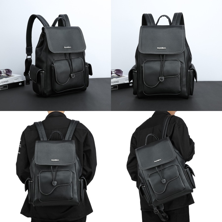 【New Arrival】Women's Black Fau - Leather Backpack Vintage recension och pris