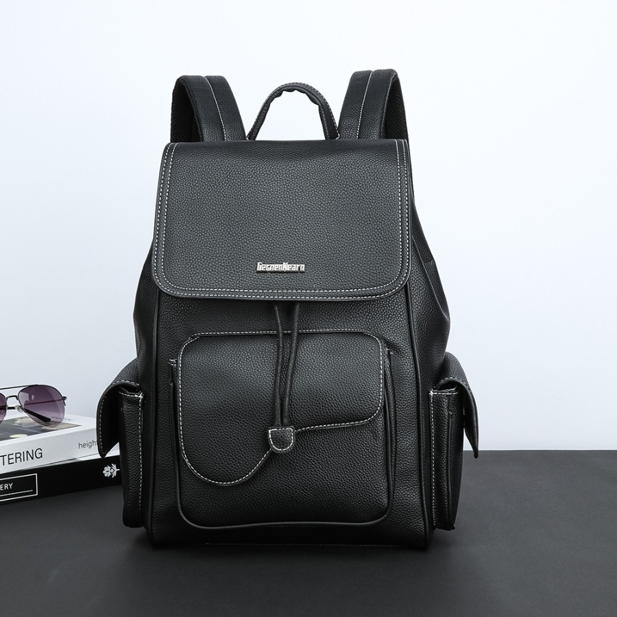 【New Arrival】Women's Black Fau - Leather Backpack Vintage recension och pris
